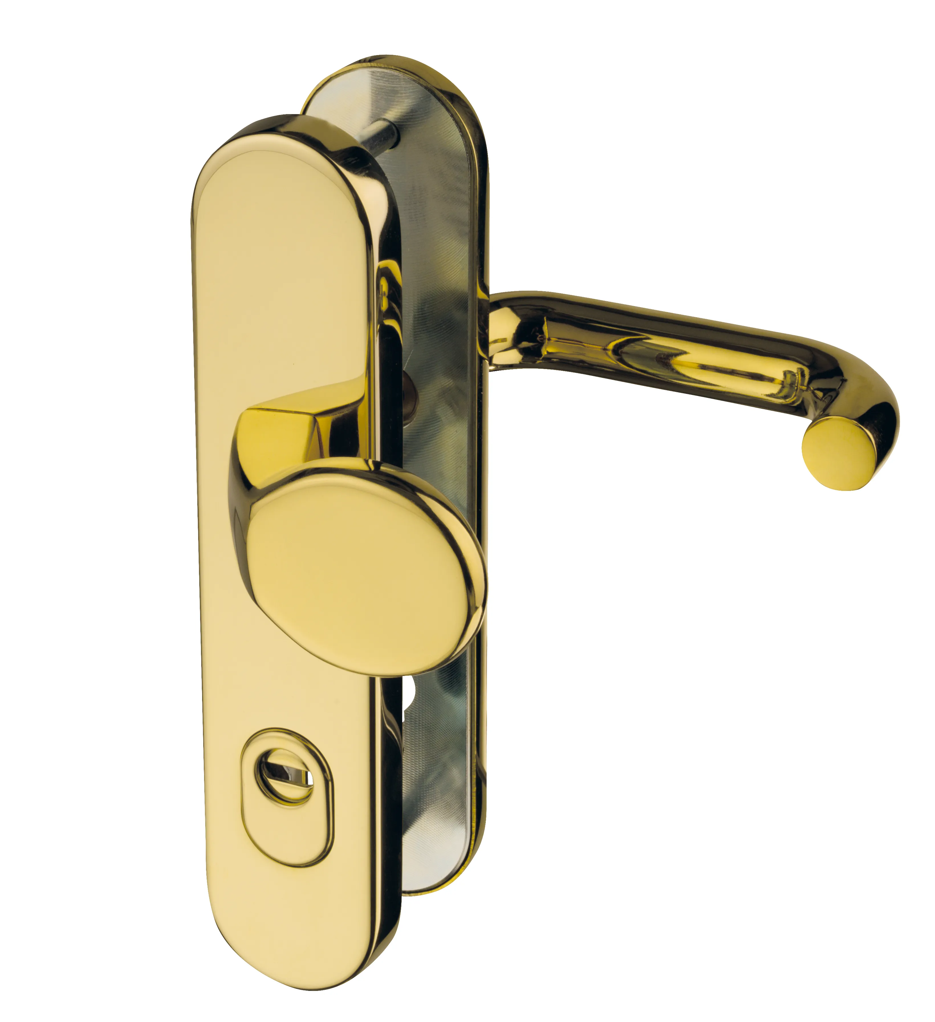 Garnitur Europa in glänzendem Goldton mit Knopf, Zylinderschutz und Drücker